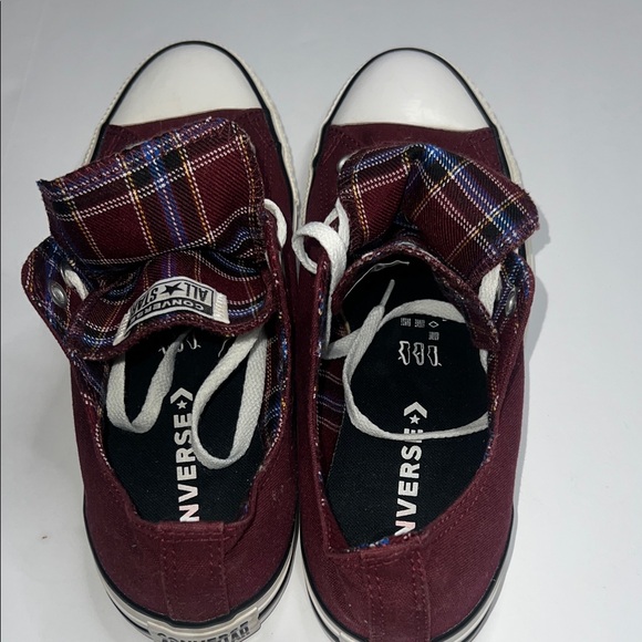Converse Maroon and Plaid Sneakers - Picture 5 of 9